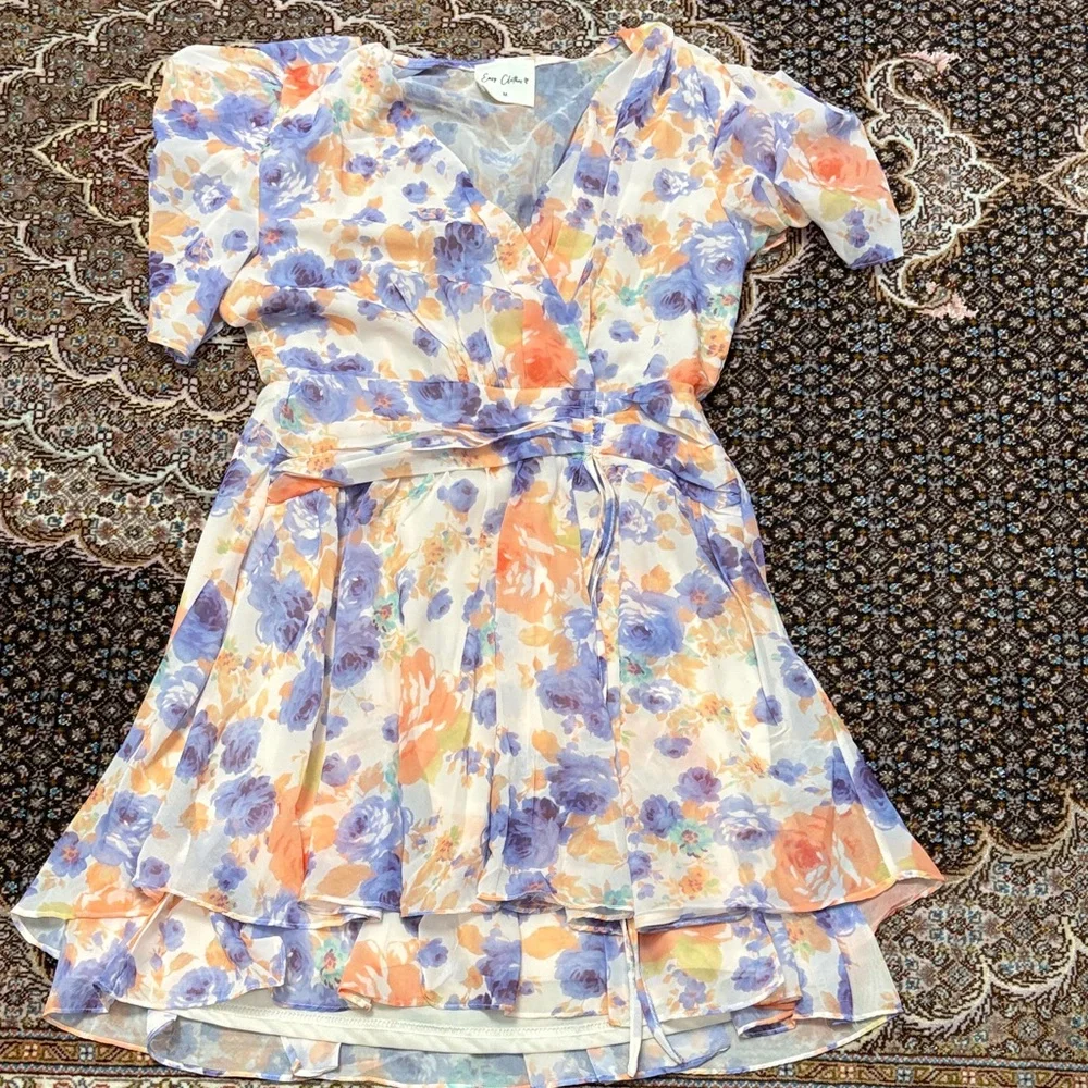 Zara Kids Floral Dress in Orange and Purple - Picture 3 of 9